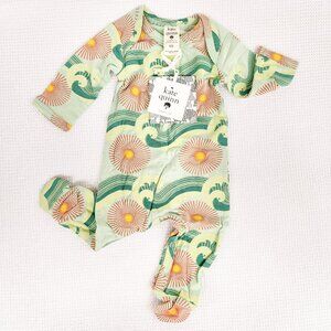 Kate Quinn Ocean Sun LS Long Sleeve Lap Neck Footie Newborn NB New Seafoam